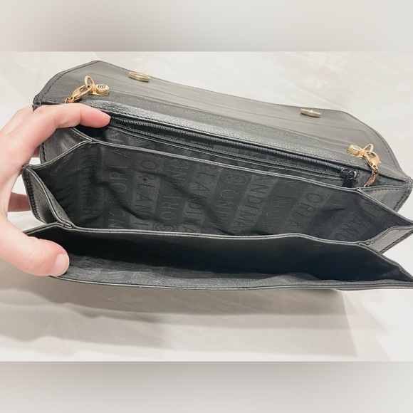 NWOT MARINO ORLANDI Leather Vintage Black Crocodile Embossed Print Clutch - Picture 11 of 13